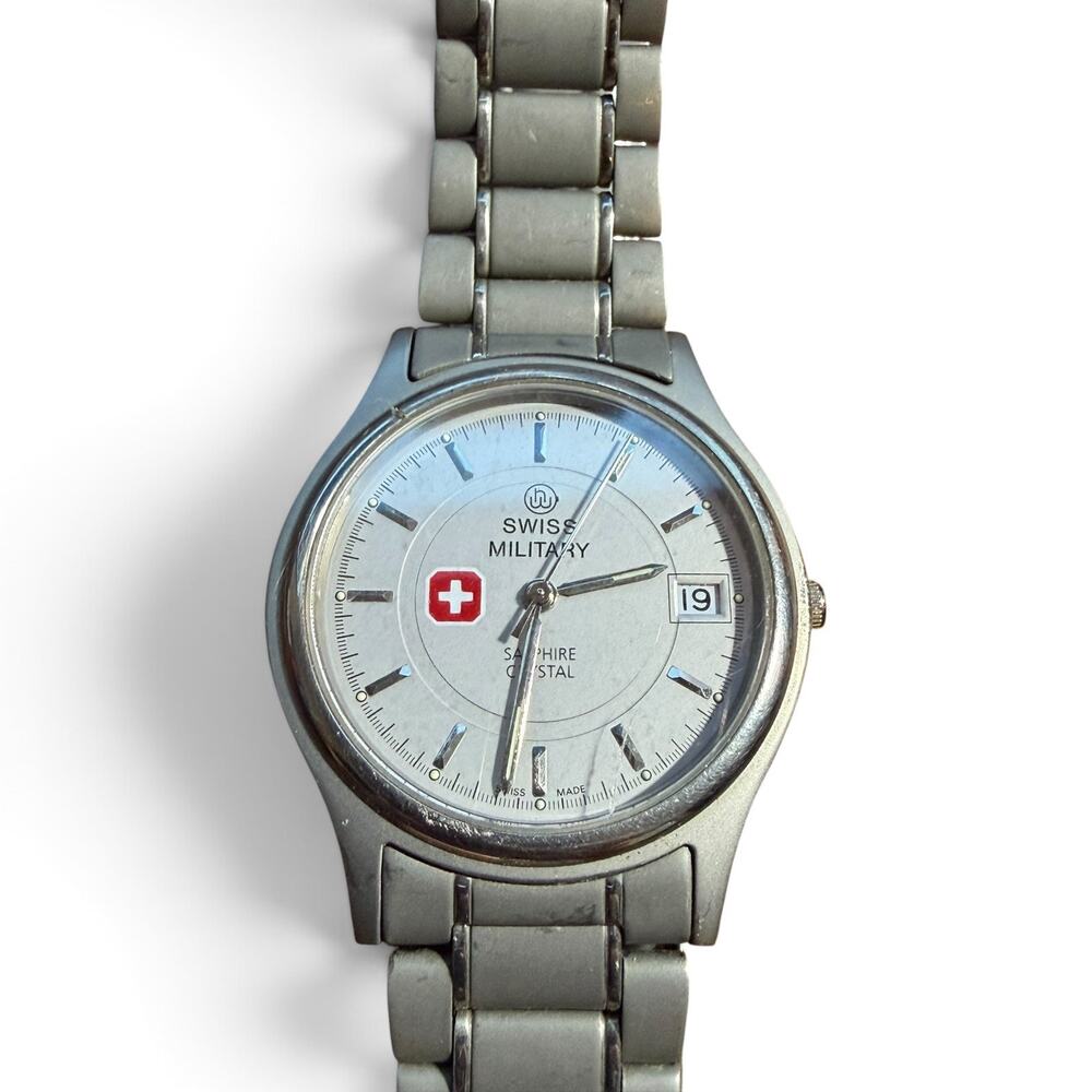 Vintage Swiss Military for Men Watch Quartz Sapphire Crystal 6-512.15